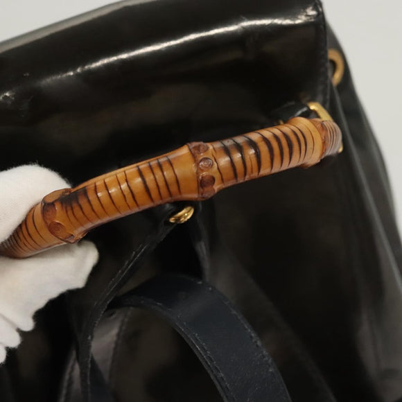 GUCCI Bamboo Backpack Enamel Navy Gold 003 2058 0030 Auth bs26080