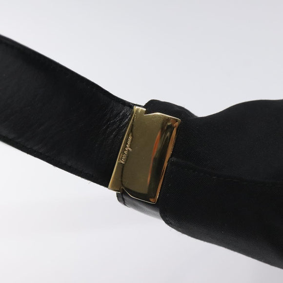 Salvatore Ferragamo Shoulder Bag Canvas Black Gold Auth bs26089