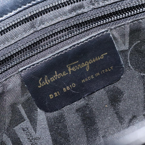 Salvatore Ferragamo Shoulder Bag Canvas Black Gold Auth bs26089