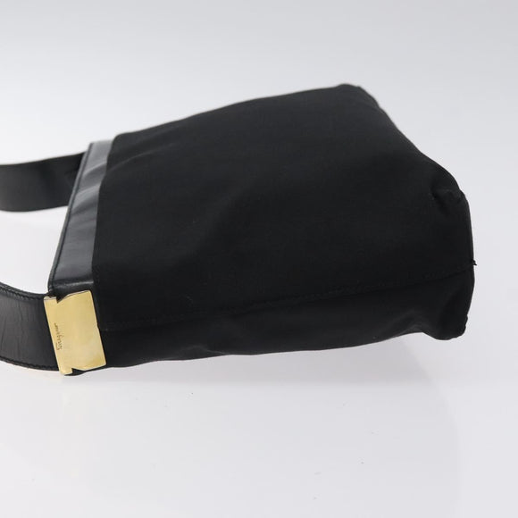 Salvatore Ferragamo Shoulder Bag Canvas Black Gold Auth bs26089