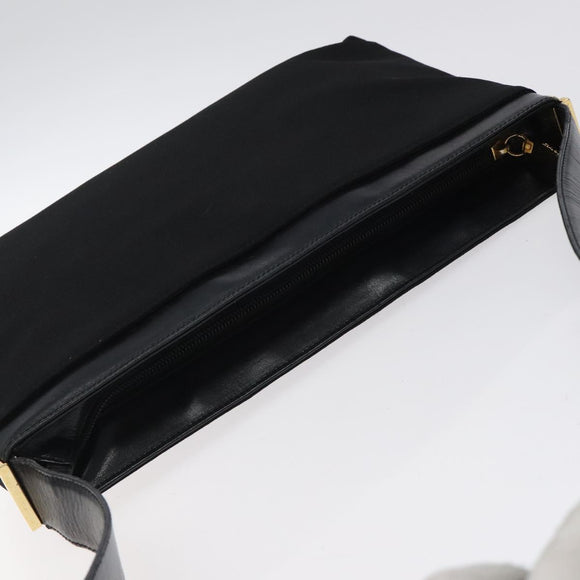 Salvatore Ferragamo Shoulder Bag Canvas Black Gold Auth bs26089
