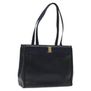 Salvatore Ferragamo Vala Tote Bag Leather Navy Gold Auth bs26090-1