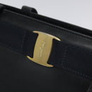 Salvatore Ferragamo Vala Tote Bag Leather Navy Gold Auth bs26090-10