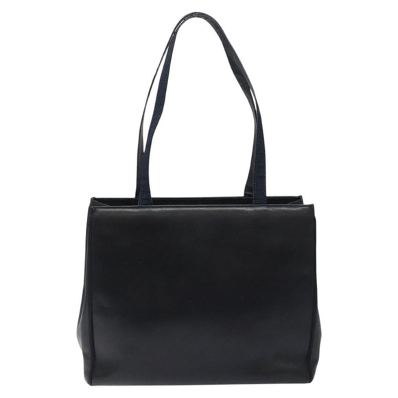 Salvatore Ferragamo Vala Tote Bag Leather Navy Gold Auth bs26090