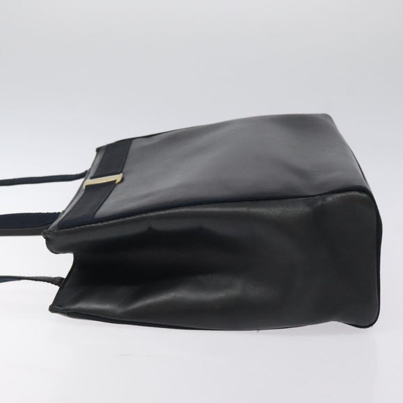Salvatore Ferragamo Vala Tote Bag Leather Navy Gold Auth bs26090