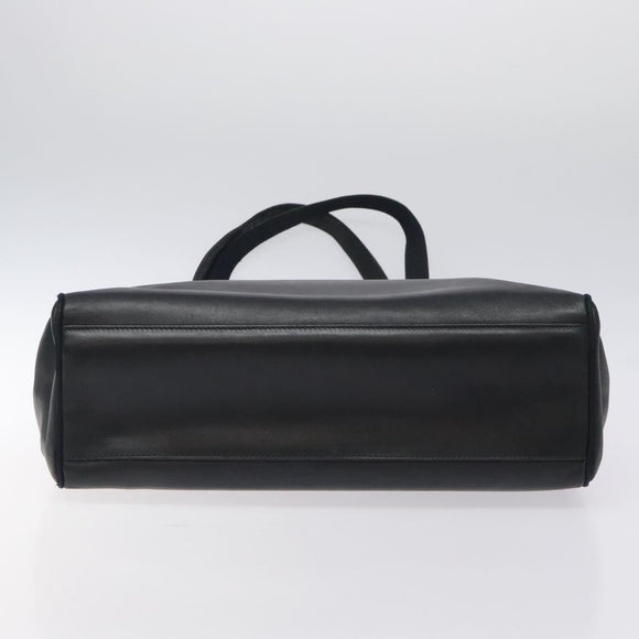 Salvatore Ferragamo Vala Tote Bag Leather Navy Gold Auth bs26090