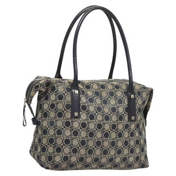 Salvatore Ferragamo Shoulder Bag Canvas Navy Silver Auth bs26091