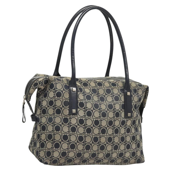 Salvatore Ferragamo Shoulder Bag Canvas Navy Silver Auth bs26091