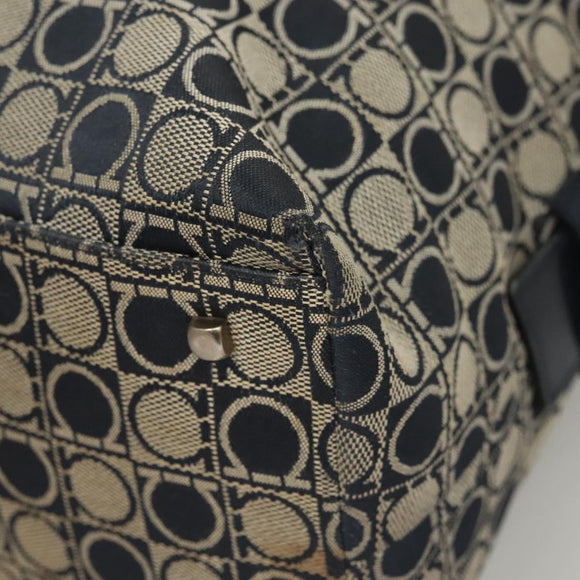 Salvatore Ferragamo Shoulder Bag Canvas Navy Silver Auth bs26091