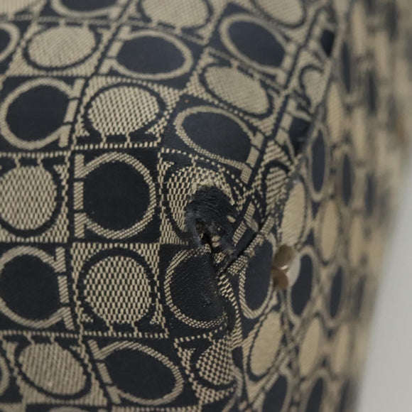 Salvatore Ferragamo Shoulder Bag Canvas Navy Silver Auth bs26091