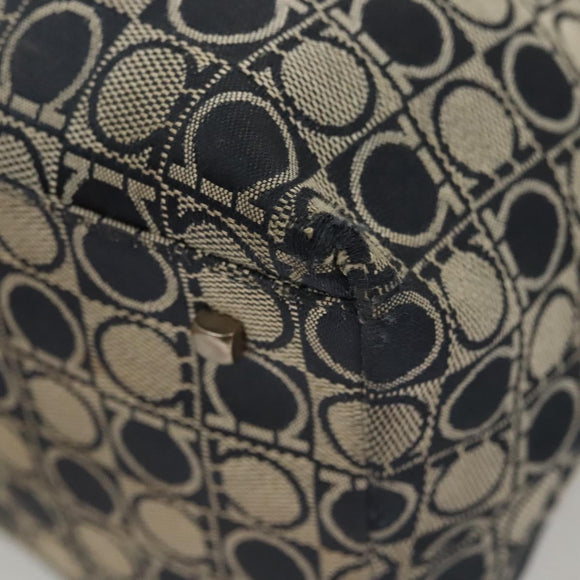 Salvatore Ferragamo Shoulder Bag Canvas Navy Silver Auth bs26091