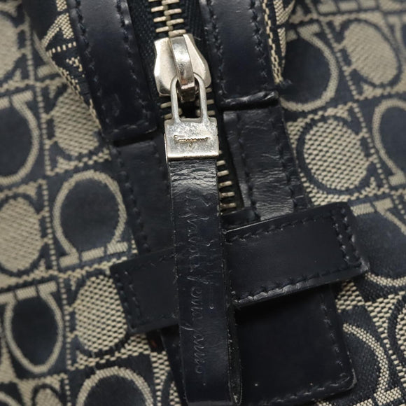 Salvatore Ferragamo Shoulder Bag Canvas Navy Silver Auth bs26091