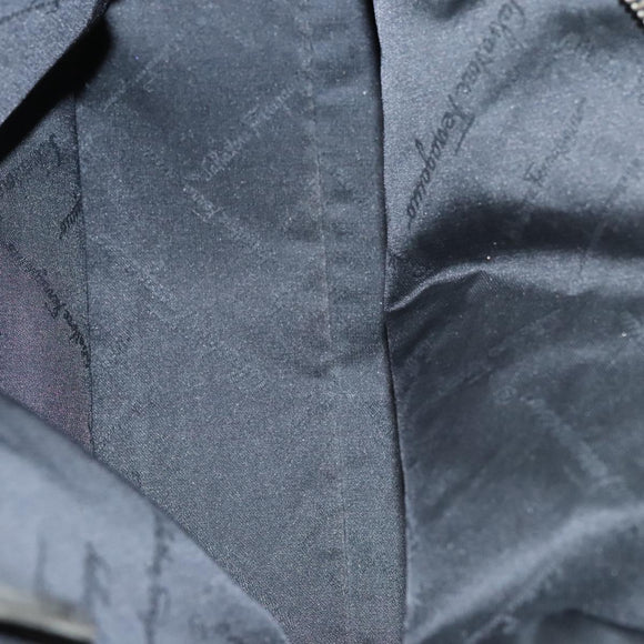 Salvatore Ferragamo Shoulder Bag Canvas Navy Silver Auth bs26091