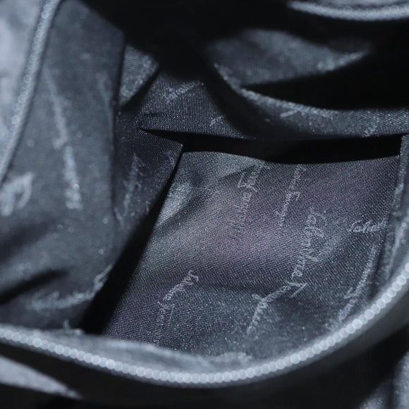 Salvatore Ferragamo Shoulder Bag Canvas Navy Silver Auth bs26091