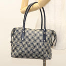 Salvatore Ferragamo Shoulder Bag Canvas Navy Silver Auth bs26091-21