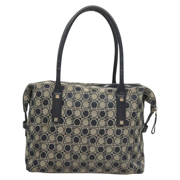 Salvatore Ferragamo Shoulder Bag Canvas Navy Silver Auth bs26091