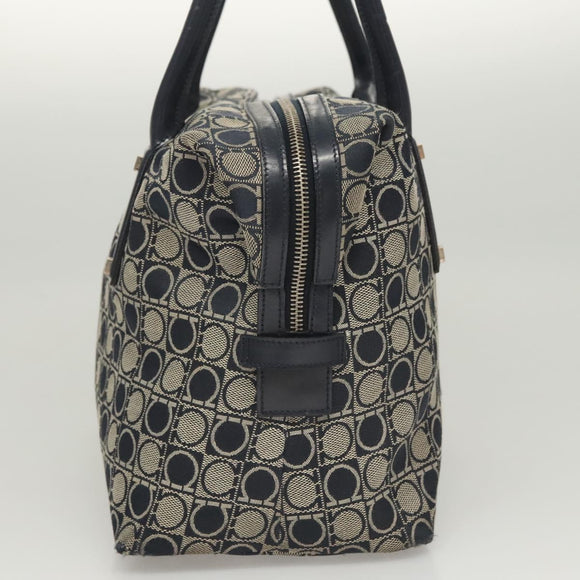 Salvatore Ferragamo Shoulder Bag Canvas Navy Silver Auth bs26091