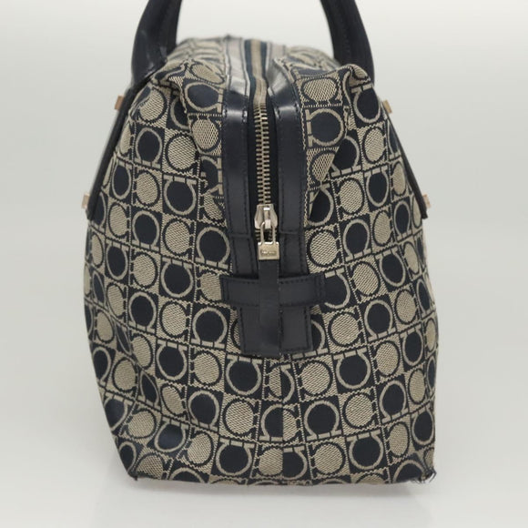 Salvatore Ferragamo Shoulder Bag Canvas Navy Silver Auth bs26091