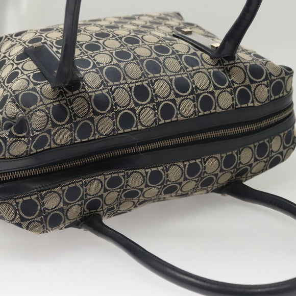 Salvatore Ferragamo Shoulder Bag Canvas Navy Silver Auth bs26091