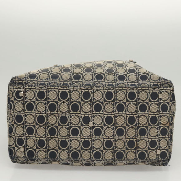 Salvatore Ferragamo Shoulder Bag Canvas Navy Silver Auth bs26091