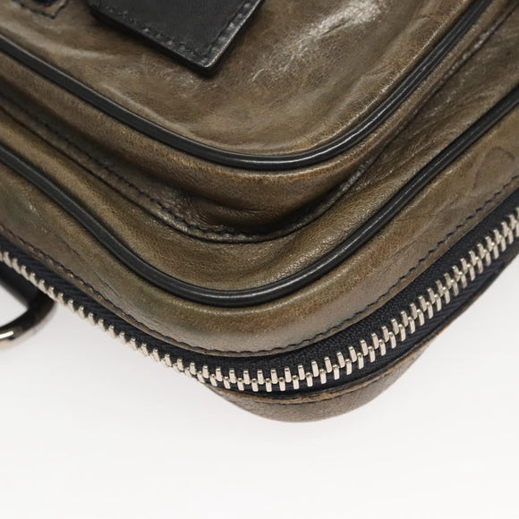 Chloe Body Bag Leather Khaki Silver Auth bs26092