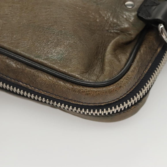 Chloe Body Bag Leather Khaki Silver Auth bs26092