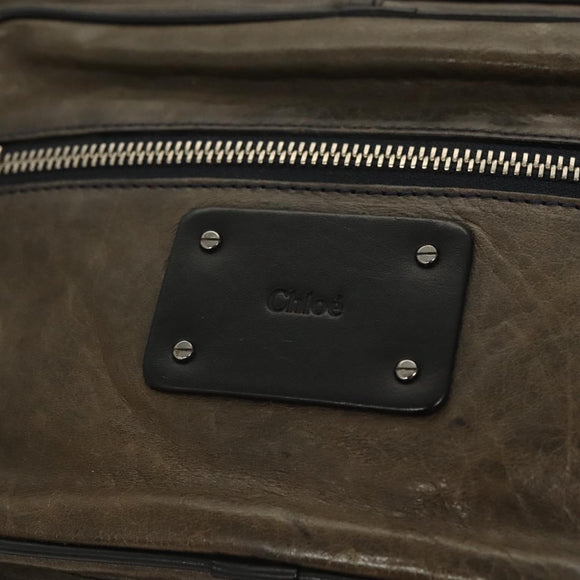 Chloe Body Bag Leather Khaki Silver Auth bs26092