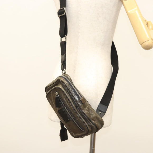 Chloe Body Bag Leather Khaki Silver Auth bs26092