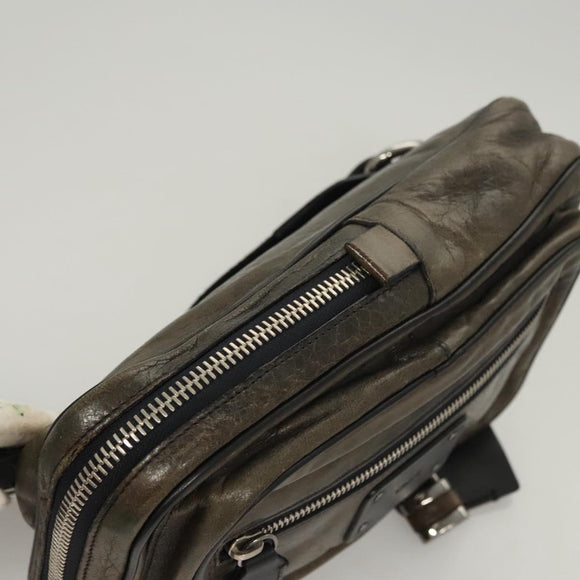 Chloe Body Bag Leather Khaki Silver Auth bs26092