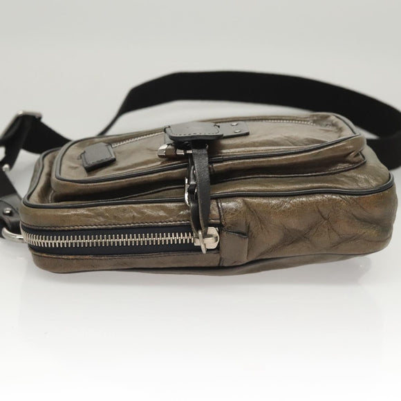 Chloe Body Bag Leather Khaki Silver Auth bs26092