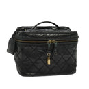 CHANEL Matelasse Vanity Pouch Enamel Black Gold CC Auth bs26105-1