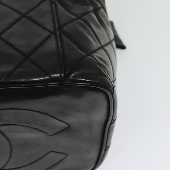 CHANEL Matelasse Vanity Pouch Enamel Black Gold CC Auth bs26105