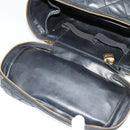 CHANEL Matelasse Vanity Pouch Enamel Black Gold CC Auth bs26105-9