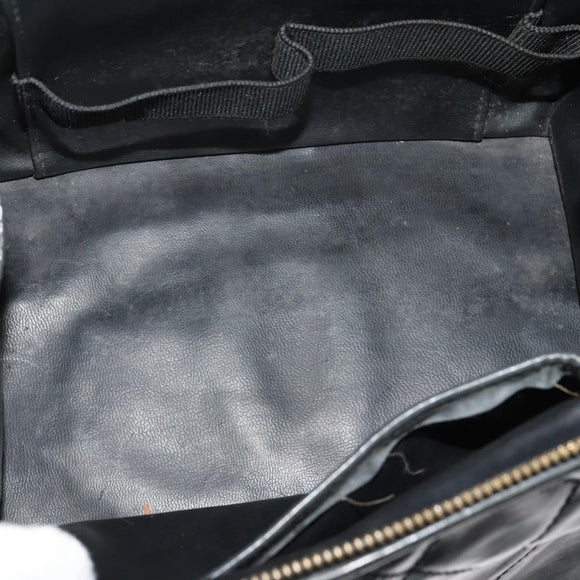 CHANEL Matelasse Vanity Pouch Enamel Black Gold CC Auth bs26105