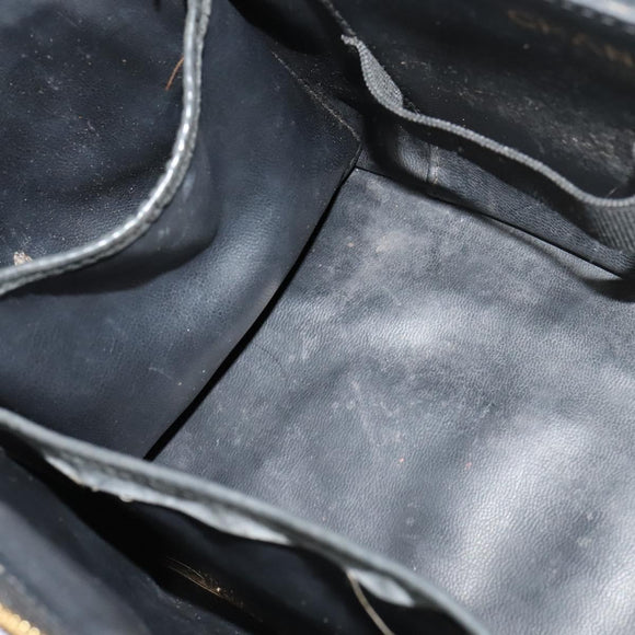 CHANEL Matelasse Vanity Pouch Enamel Black Gold CC Auth bs26105