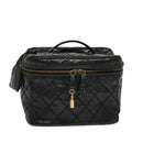CHANEL Matelasse Vanity Pouch Enamel Black Gold CC Auth bs26105-13