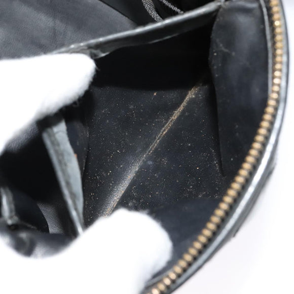 CHANEL Matelasse Vanity Pouch Enamel Black Gold CC Auth bs26105