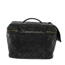 CHANEL Matelasse Vanity Pouch Enamel Black Gold CC Auth bs26105-2