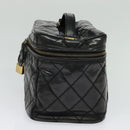 CHANEL Matelasse Vanity Pouch Enamel Black Gold CC Auth bs26105-3