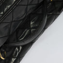 CHANEL Matelasse Vanity Pouch Enamel Black Gold CC Auth bs26105-7