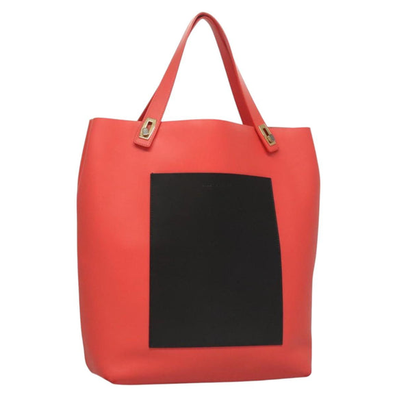 BALENCIAGA Tote Bag Leather Orange Gold Silver Auth bs26109