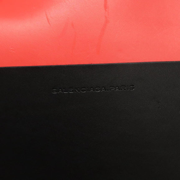 BALENCIAGA Tote Bag Leather Orange Gold Silver Auth bs26109