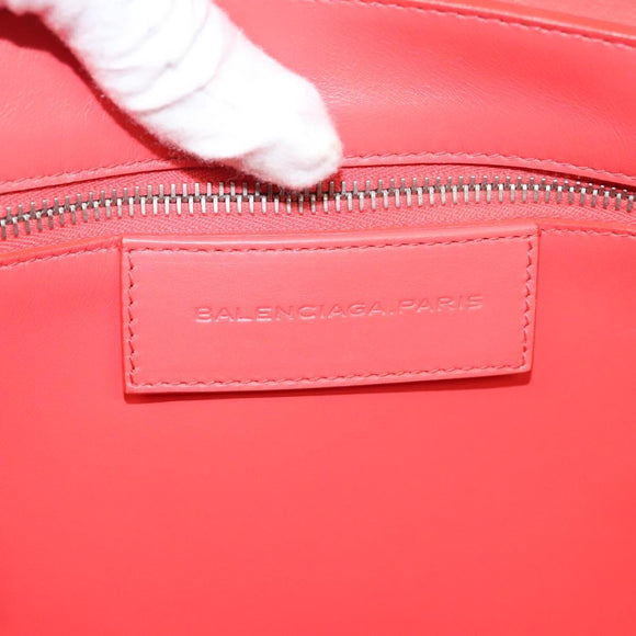 BALENCIAGA Tote Bag Leather Orange Gold Silver Auth bs26109