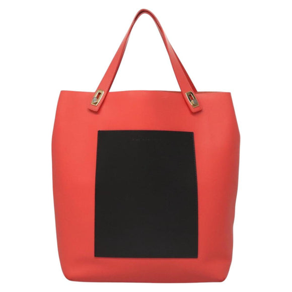 BALENCIAGA Tote Bag Leather Orange Gold Silver Auth bs26109