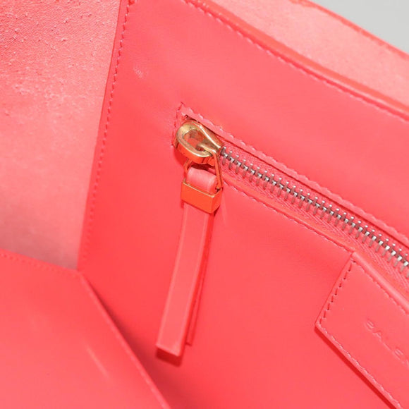 BALENCIAGA Tote Bag Leather Orange Gold Silver Auth bs26109