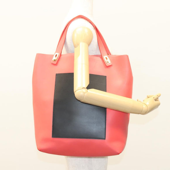 BALENCIAGA Tote Bag Leather Orange Gold Silver Auth bs26109