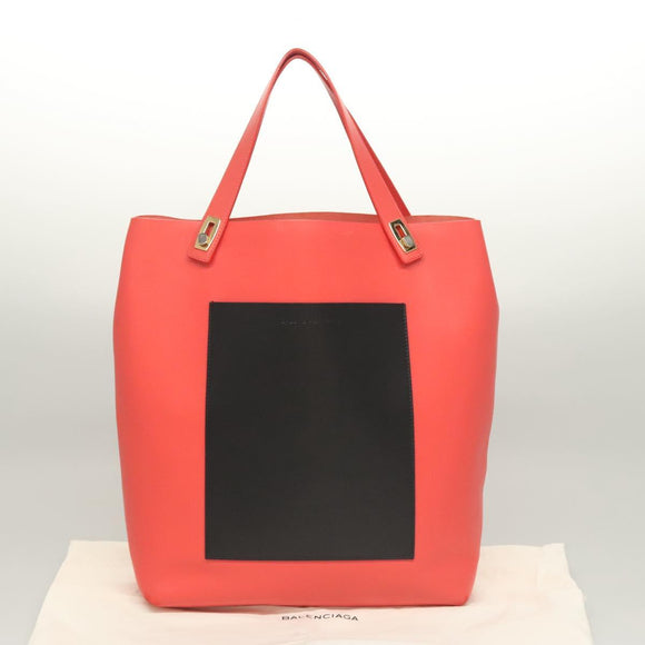 BALENCIAGA Tote Bag Leather Orange Gold Silver Auth bs26109