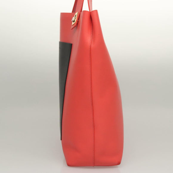 BALENCIAGA Tote Bag Leather Orange Gold Silver Auth bs26109