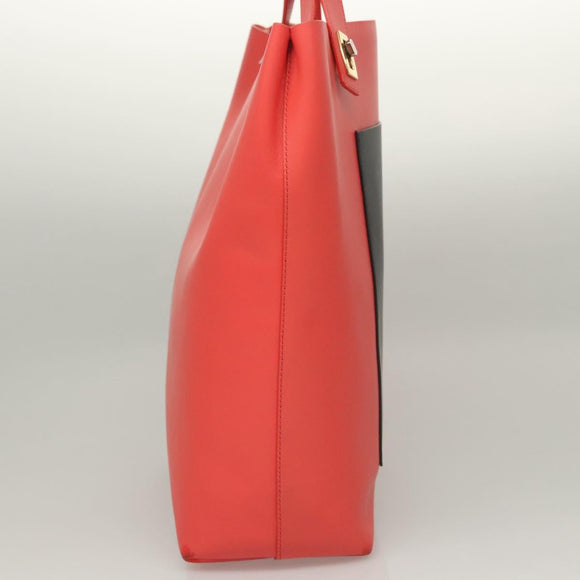 BALENCIAGA Tote Bag Leather Orange Gold Silver Auth bs26109