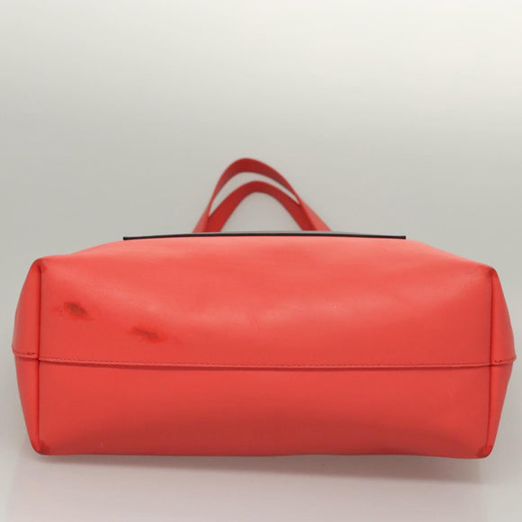 BALENCIAGA Tote Bag Leather Orange Gold Silver Auth bs26109